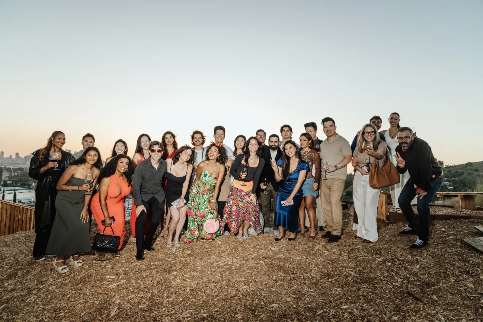 The guests of the Le Centile x Gist Social dinner gathered at sunset above Los Angeles